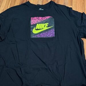 Nike Men's Black Tee with Neon Graphic